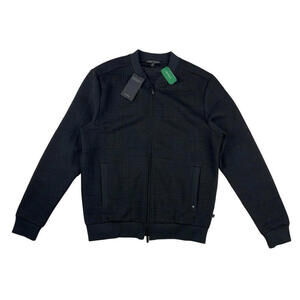 Robert Barakett Elmdon Jacquard Knit Baseball Jacket Black Size M